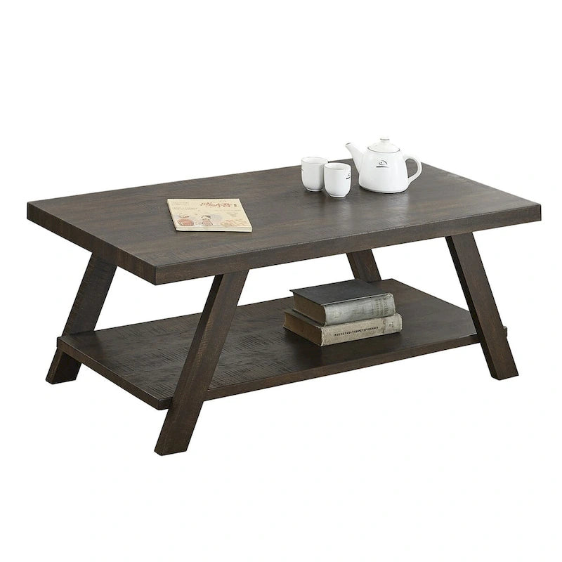 Contemporary Wood Coffee Table with Shelf