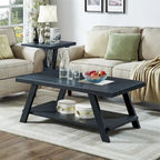 Contemporary Wood Coffee Table with Shelf