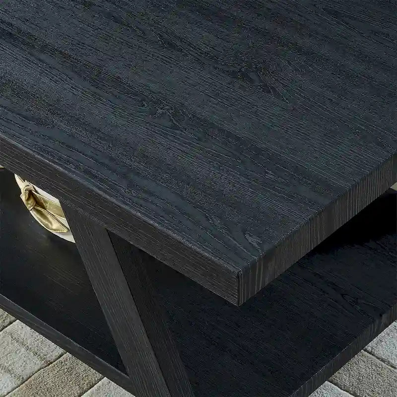 Contemporary Wood Coffee Table with Shelf