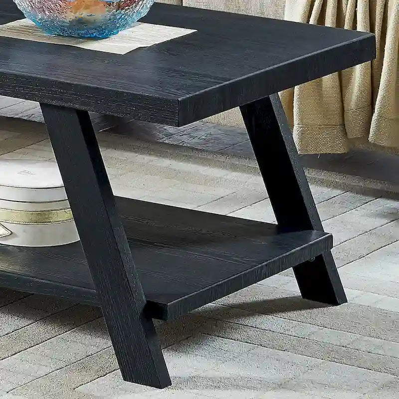 Contemporary Wood Coffee Table with Shelf