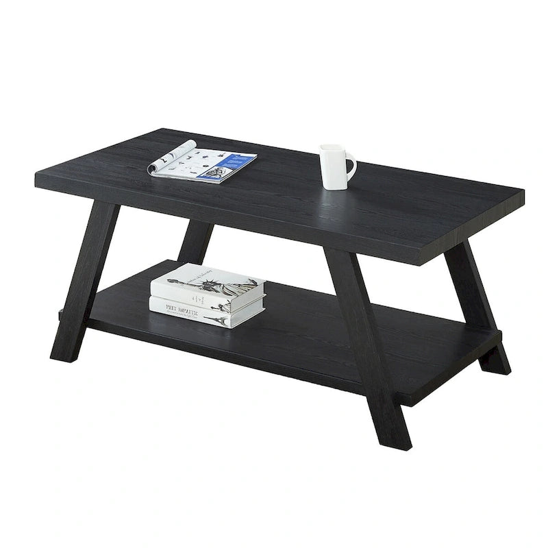 Contemporary Wood Coffee Table with Shelf