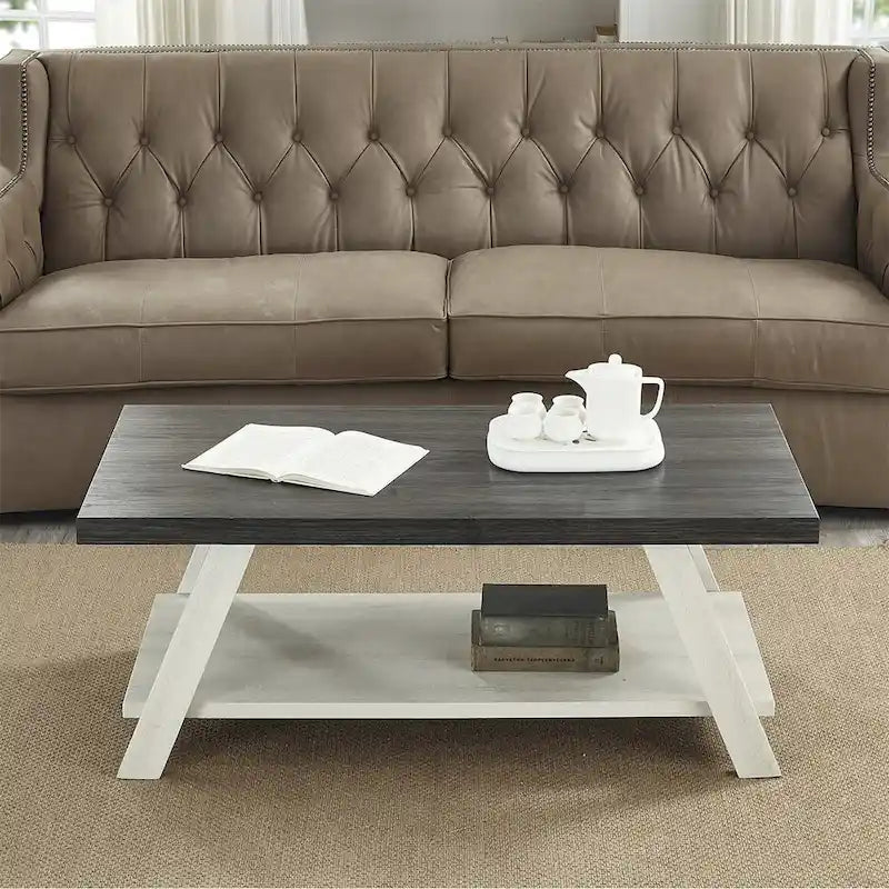 Contemporary Wood Coffee Table with Shelf
