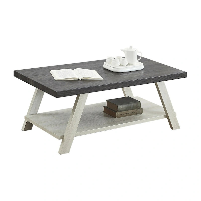 Contemporary Wood Coffee Table with Shelf