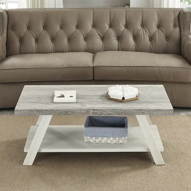 Contemporary Wood Coffee Table with Shelf