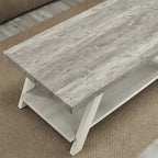 Contemporary Wood Coffee Table with Shelf