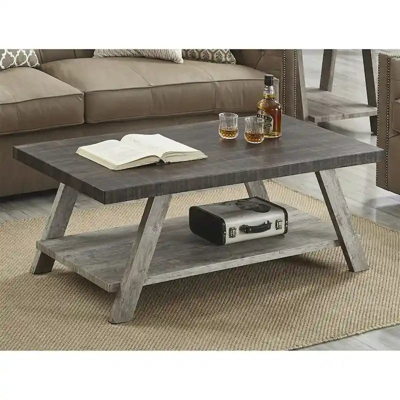 Contemporary Wood Coffee Table with Shelf