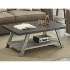 Contemporary Wood Coffee Table with Shelf