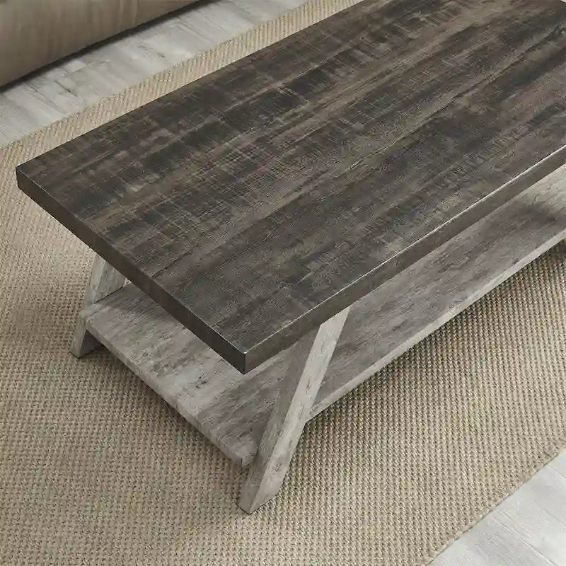 Contemporary Wood Coffee Table with Shelf