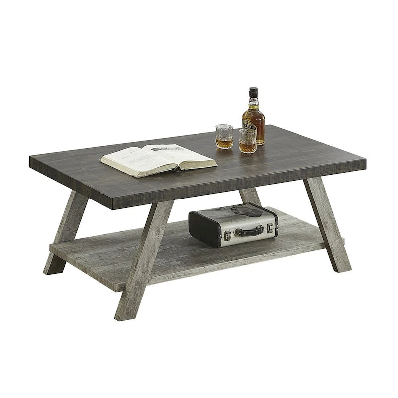 Contemporary Wood Coffee Table with Shelf