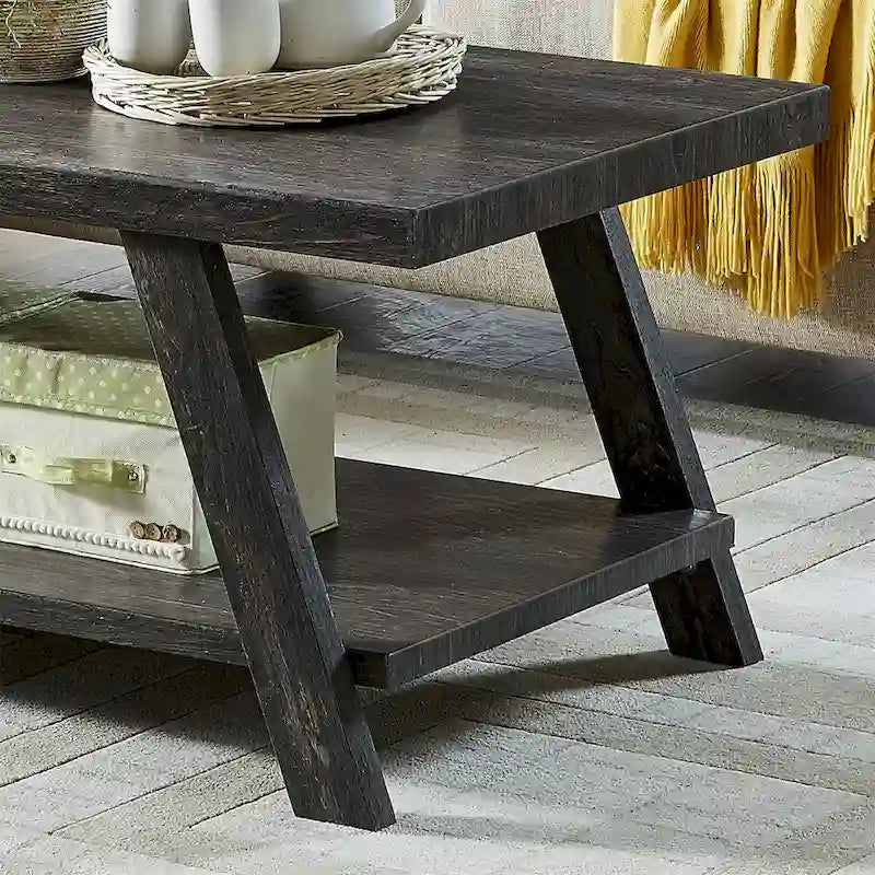 Contemporary Wood Coffee Table with Shelf