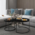 Nesting Coffee Table Set of 2, 27.6inch Round Coffee Table Wood Finish with Sturdy Metal Frame,End Table Side Tables