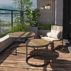 Nesting Coffee Table Set of 2, 27.6inch Round Coffee Table Wood Finish with Sturdy Metal Frame,End Table Side Tables