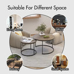 Nesting Coffee Table Set of 2, 27.6inch Round Coffee Table Wood Finish with Sturdy Metal Frame,End Table Side Tables