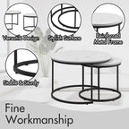 Nesting Coffee Table Set of 2, 27.6inch Round Coffee Table Wood Finish with Sturdy Metal Frame,End Table Side Tables