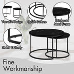 Nesting Coffee Table Set of 2, 27.6inch Round Coffee Table Wood Finish with Sturdy Metal Frame,End Table Side Tables