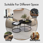 Nesting Coffee Table Set of 2, 27.6inch Round Coffee Table Wood Finish with Sturdy Metal Frame,End Table Side Tables