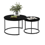 Nesting Coffee Table Set of 2, 27.6inch Round Coffee Table Wood Finish with Sturdy Metal Frame,End Table Side Tables