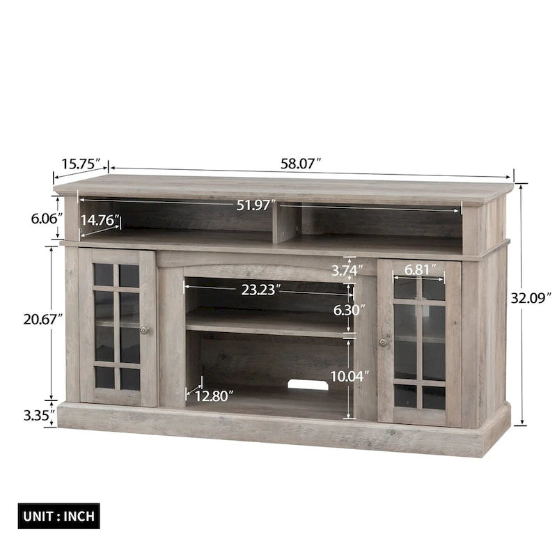 TV stand with electronic fireplace and remote control