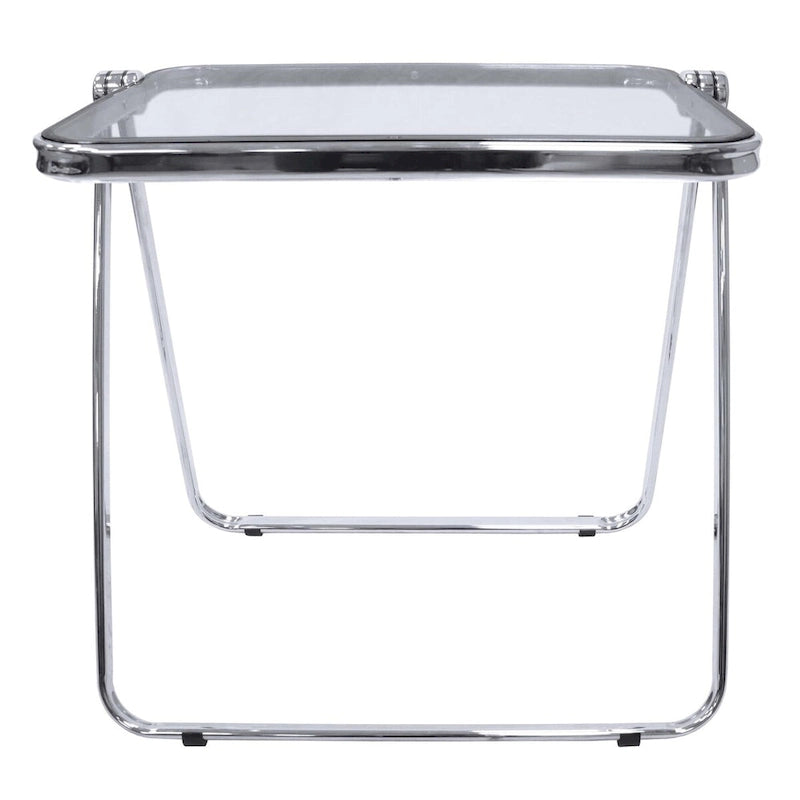 LeisureMod Lawrence Square Plastic Folding End Table with Iron Frame