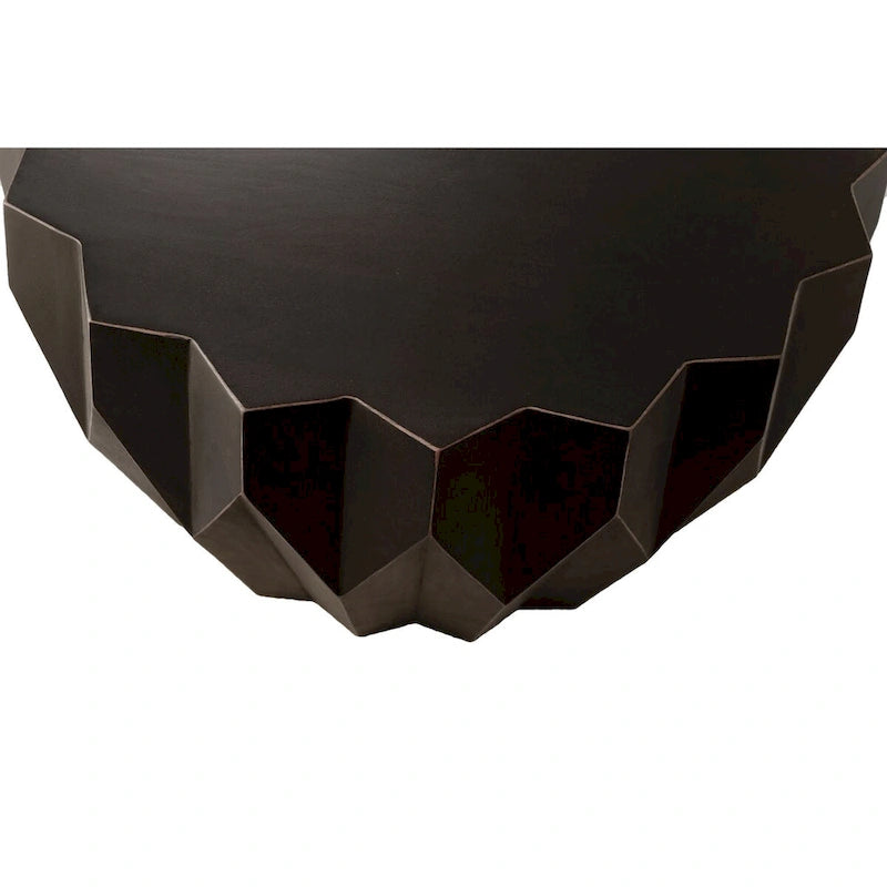 Tavolino rotondo HomeRoots 29 in legno massello nero effetto invecchiato