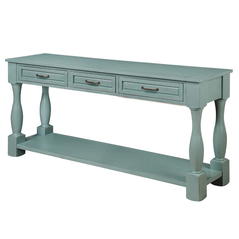 Consolle in legno con 3 cassetti e 1 ripiano inferiore