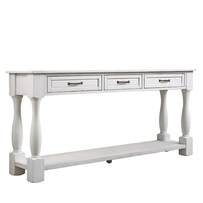 Consolle in legno con 3 cassetti e 1 ripiano inferiore