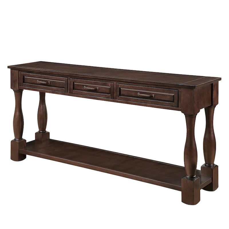 Consolle in legno con 3 cassetti e 1 ripiano inferiore