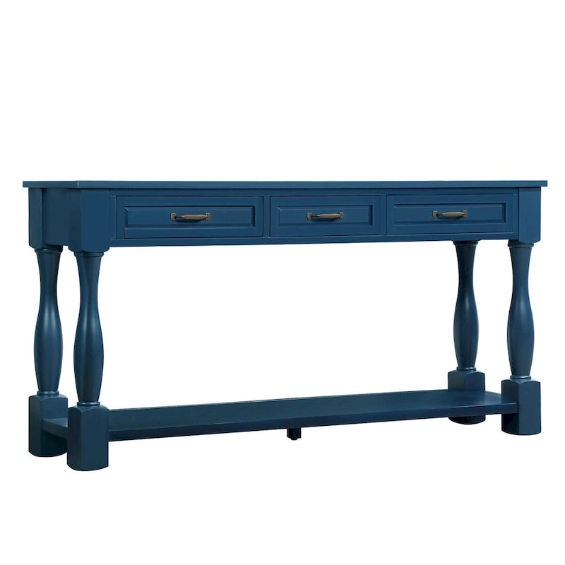 Wood Console Table with 3 Drawers and 1 Bottom Shelf
