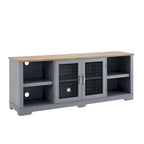 Modern TV Media Stand, Large Home Entertainment Console, for TV Up to 80, with Open Shelves and Glass Door Cabinets
