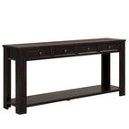 Pine Wood Console Table with 4 Drawers and Bottom Shelf for Entryway Hallway