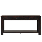 Pine Wood Console Table with 4 Drawers and Bottom Shelf for Entryway Hallway