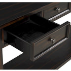 Pine Wood Console Table with 4 Drawers and Bottom Shelf for Entryway Hallway