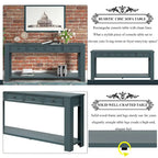 Pine Wood Console Table with 4 Drawers and Bottom Shelf for Entryway Hallway