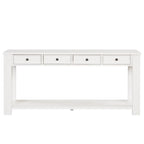 Pine Wood Console Table with 4 Drawers and Bottom Shelf for Entryway Hallway