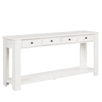 Pine Wood Console Table with 4 Drawers and Bottom Shelf for Entryway Hallway