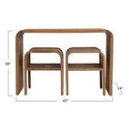 Wood Waterfall Edge Table and 2 Nesting Side Tables - 45.0L x 14.0W x 30.0H