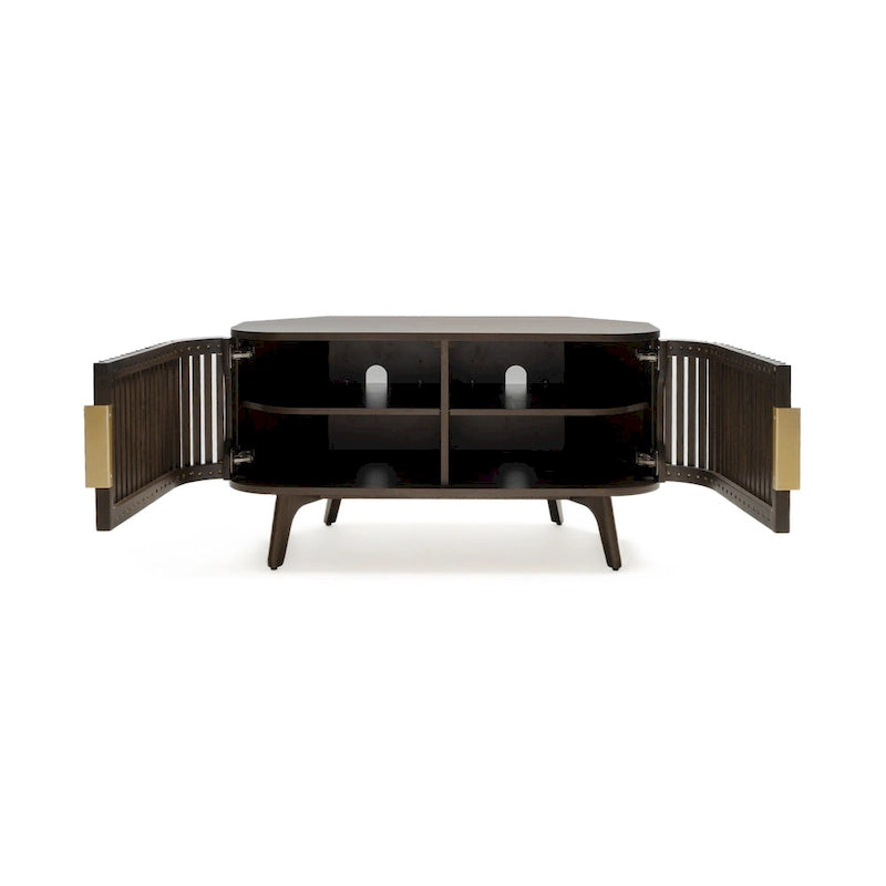 Studio London Sierra Wooden Corner TV Stand with Mid-Century Accents