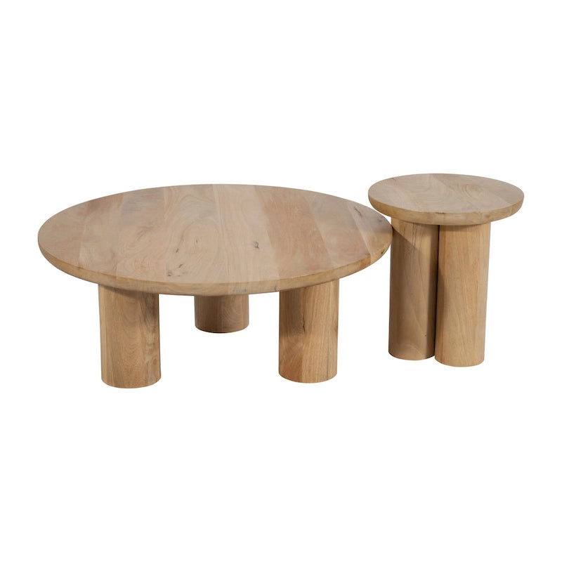 Sagebrook Home Elegante coppia di tavolini da caffè Boho in legno di mango per case moderne