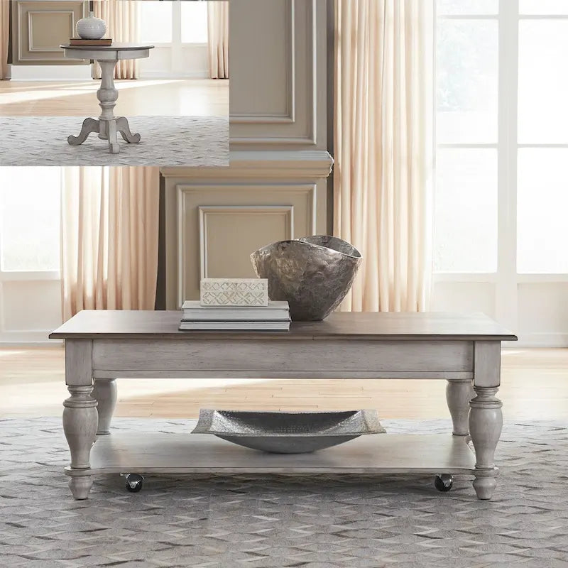 Set Tavolino da Salotto Ocean Isle Antico Bianco Opzionale 3 Pezzi