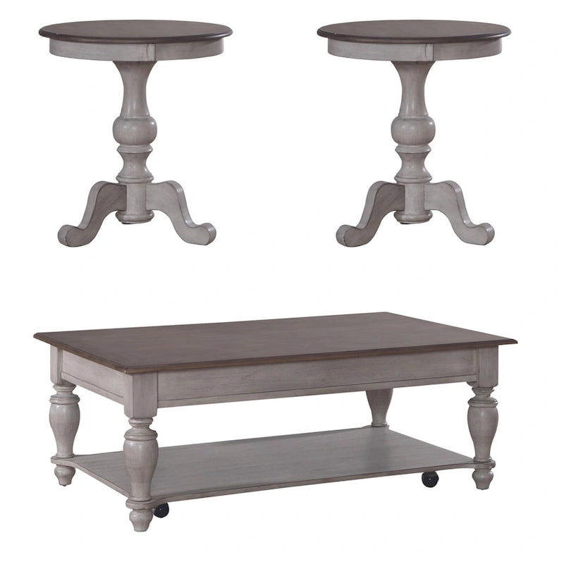 Set Tavolino da Salotto Ocean Isle Antico Bianco Opzionale 3 Pezzi