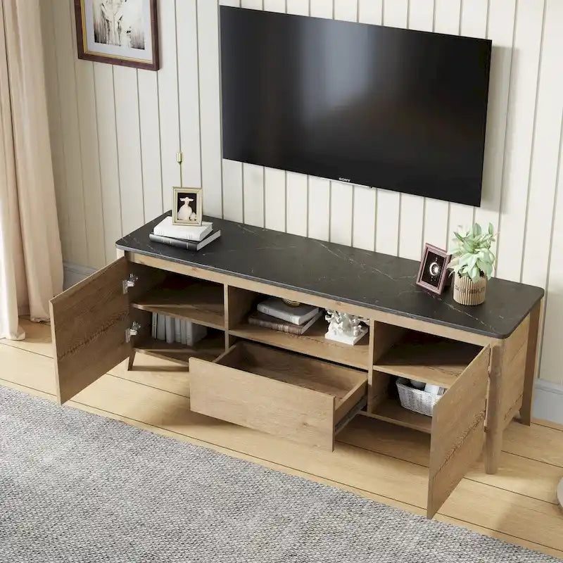 Mobile TV moderno da 58 pollici con luci LED, mobile TV, mobiletto portaoggetti per TV fino a 80 pollici per soggiorno e camera da letto