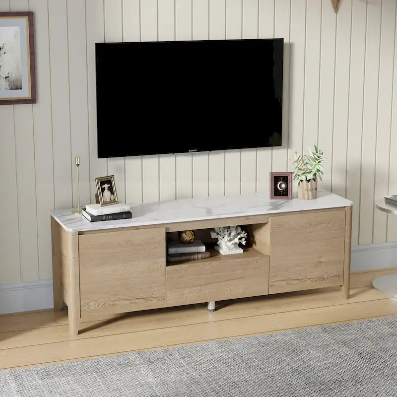 Mobile TV moderno da 58 pollici con luci LED, mobile TV, mobiletto portaoggetti per TV fino a 80 pollici per soggiorno e camera da letto