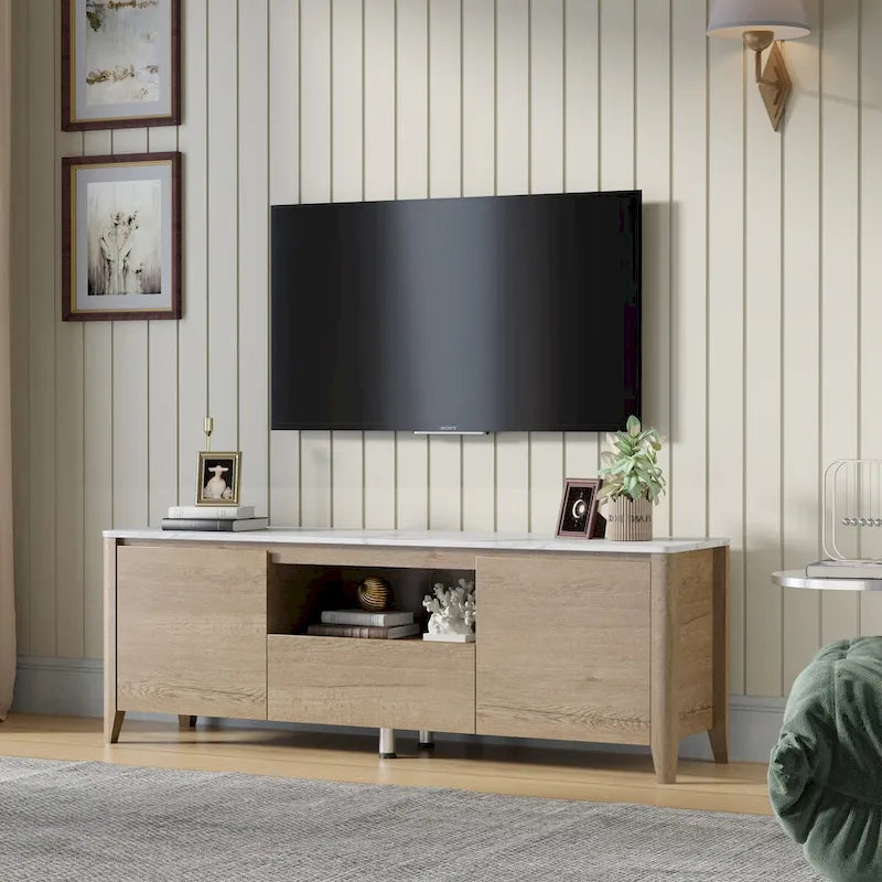 Mobile TV moderno da 58 pollici con luci LED, mobile TV, mobiletto portaoggetti per TV fino a 80 pollici per soggiorno e camera da letto