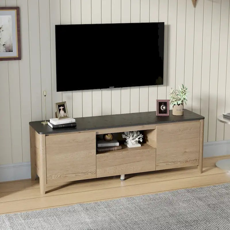 Mobile TV moderno da 58 pollici con luci LED, mobile TV, mobiletto portaoggetti per TV fino a 80 pollici per soggiorno e camera da letto