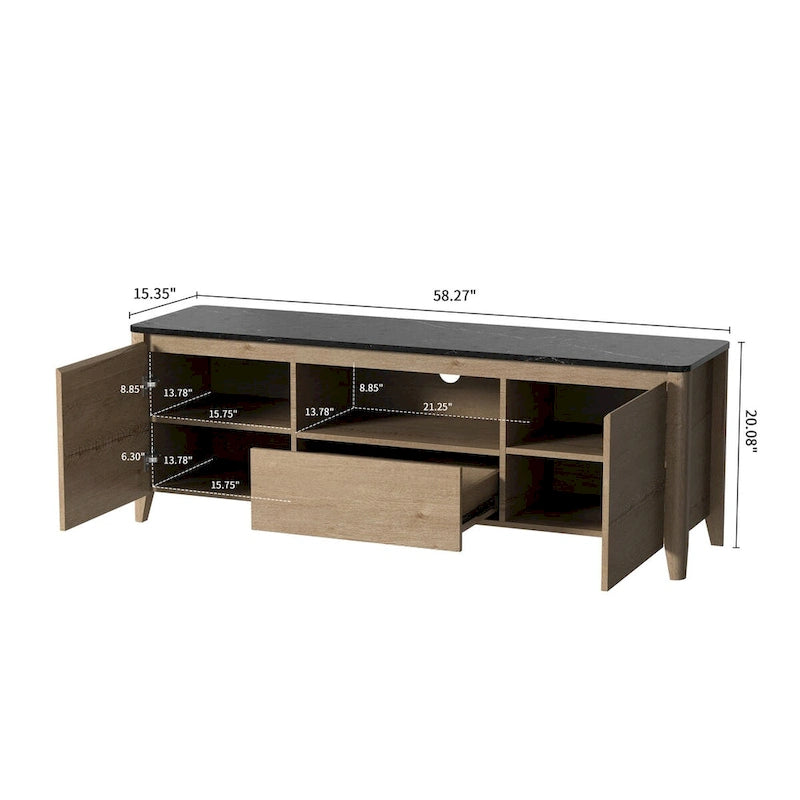 Mobile TV moderno da 58 pollici con luci LED, mobile TV, mobiletto portaoggetti per TV fino a 80 pollici per soggiorno e camera da letto