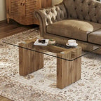 Modern minimalist Tempered glass with sticker desktop coffee table and dining table, paired with golden MDF decorative