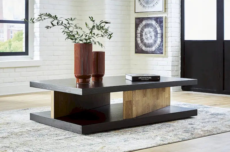 Signature Design by Ashley Kocomore Brown/Beige Coffee Table - 60 W x 35 D x 16 H