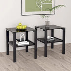 Set of 2, Glass two layer tea table, small round table, bedroom corner table, living room side table