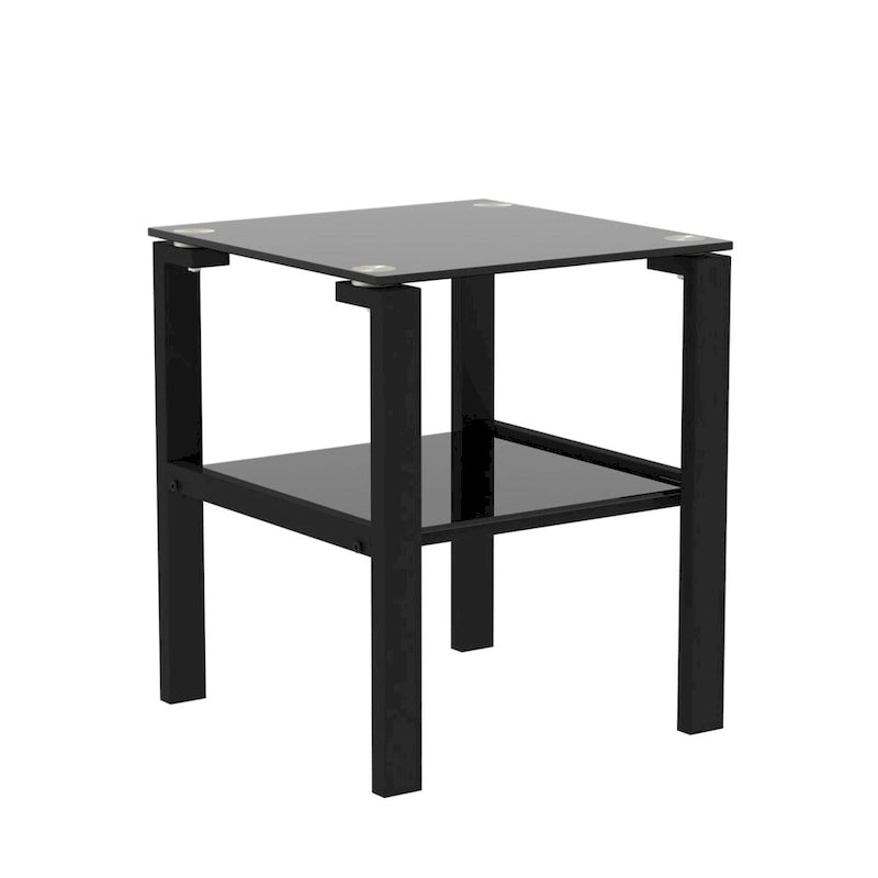 Set of 2, Glass two layer tea table, small round table, bedroom corner table, living room side table
