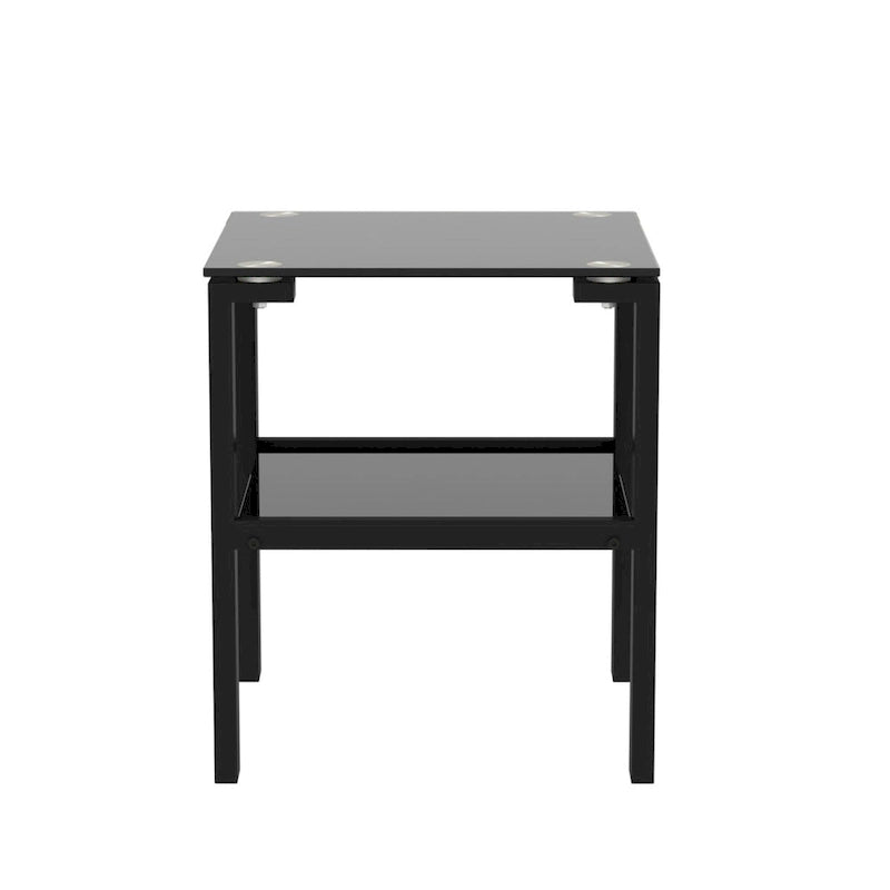 Set of 2, Glass two layer tea table, small round table, bedroom corner table, living room side table